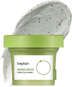beplain Mung Bean Pore Clay Mask | Blackhead Removal facial Mud Pack | Deep Pore Cleansing Wash Off Pack | Gentle Facial Exfoliator | Korean Skincare | 4.05 fl.oz